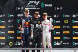 Podium #5 Fionn McLaughlin - Hitech TGR #15 Dries van Langendonck - Rodin Motorsport #33 Cole Hewetson - Xcel Motorsport