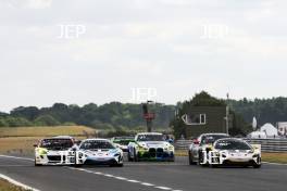 Start of Race 1 - #17 - Harry George / Luca Hopkinson - Optimum Motorsport McLaren Artura GT4 and #90 - Marc Warren / Jack Brown - Optimum Motorsport McLaren Artura GT4 lead