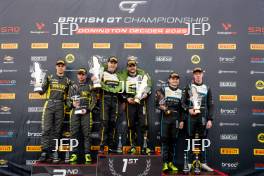 GT4 Overall Podium (l-r) #69 - Luke Garlick / Blake Angliss - Mahiki Racing Ginetta G56 GT4 Evo, #90 - Marc Warren / Jack Brown - Optimum Motorsport McLaren Artura GT4, #17 - Harry George / Luca Hopkinson - Optimum Motorsport McLaren Artura GT4