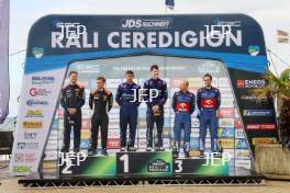 Overall Podium (l-r) #12 Romet Jurgenson / Siim Oja - M-Sport Ford World Rally Team - Ford Fiesta MK II, #3 Jon Armstrong / Shane Byrne - M-Sport Ford World Rally Team - Ford Mk II, #1 Miko Marczyk / Szymon Gospodarczyk - Skoda Fabia RS