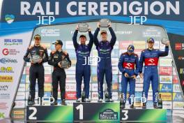 Overall Podium (l-r) #12 Romet Jurgenson / Siim Oja - M-Sport Ford World Rally Team - Ford Fiesta MK II, #3 Jon Armstrong / Shane Byrne - M-Sport Ford World Rally Team - Ford Mk II, #1 Miko Marczyk / Szymon Gospodarczyk - Skoda Fabia RS