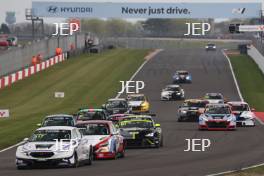Start of the race, #117 - Adam Shepherd - Capture Motorsport - Cupra Leon Competicion TCR leads