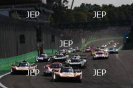 The #12 Cadillac Hertz Team JOTA Cadillac V-Series.R Hypercar of Alex Lynn, Norman Nato and Will Stevens Leads Race Start
