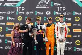 Podium of #5 - Scott Lindblom - Hitech, #51 - Dries Van Langendonck - Rodin Motorsport and #7 - Theo Palmer - Hitech