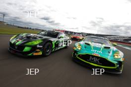#74 - Thomas Holland / Hadley Simpson - Innovation Racing - Ginetta G56 GT4 Evo and #21 - Will Orton / Jessica Hawkins - MK Racing - Aston Martin Vantage AMR GT4 Evo