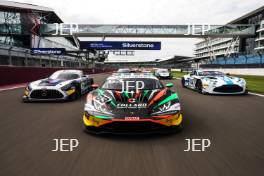#18 - Kevin Tse / Ben Green - 2 Seas Motorsport - Mercedes-AMG GT3 Evo, #63 - Hugo Cook / Sandy Mitchell - Barwell Motorsport - Lamborghini Huracan GT3 Evo2 and #97 - John Hartshorne / Ronan Pearson / Jonny Adam - GBR Stratton Motorsport - Aston Martin Vantage AMR GT4 Evo