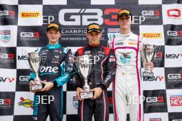 Race 2 Podium (l-r) #2 - Martin Molnar - Rodin Motorsport, #20 - Nikita Bedrin - VRD Racing, #7 - Lucas Fluxa - Xcel Motorsport