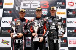 Race 1 Podium (l-r) #20 - Nikita Bedrin - VRD Racing, #6 - Deagen Fairclough - Hitech, #1 - Maxim Rehm - Rodin Motorsport