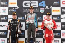 Podium of #51 - Fred Green - Elite Motorsport, #3 - Alex O'Grady - KMR Sport and #8 - Thomas Ingram Hill - Fortec Motorsports