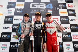 Podium of #3 Alex O'Grady - KMR Sport, #51 Fred Green - Elite Motorsport and #8 Thomas Ingram Hill - Fortec Motorsports