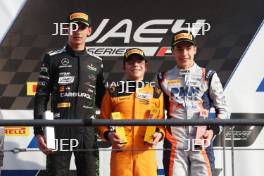 Podium of #30 Andy Consani, R-ace GP, #1 Christian Costoya Sanabria, Prema Racing and #46 Iacopo Martinese, PHM Racing