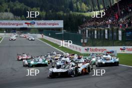 Start of the Hypercar race - #94 Peugeot TotalEnergies - Peugeot 9X8 - Loic Duval / Malthe Jakobsen / Theo Pourchaire leads
