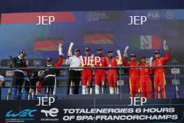 Hypercar Podium (l-r) #20 BMW M Team WRT - BMW M Hybrid V8 - Robin Frijns / Rene Rast / Sheldon van der Linde, #15 BMW M Team WRT - BMW M Hybrid V8 - Kevin Magnussen / Raffaele Marciello / Dries Vanthoor, #50 Ferrari AF Corse - Ferrari 499P - Antonio Fuoco / Miguel Molina / Nicklas Nielsen