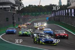 Start of the GT Race, The #79 Iron Lynx Mercedes-AMG LMGT3 of Johannes Zelger, Matteo Cressoni and Lin Hodenius leads 